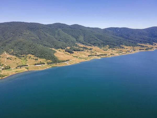 Aerial Summer View Dospat Reservoir Town Sarnitsa Pazardzhik Region Bulgaria — Stock Photo, Image
