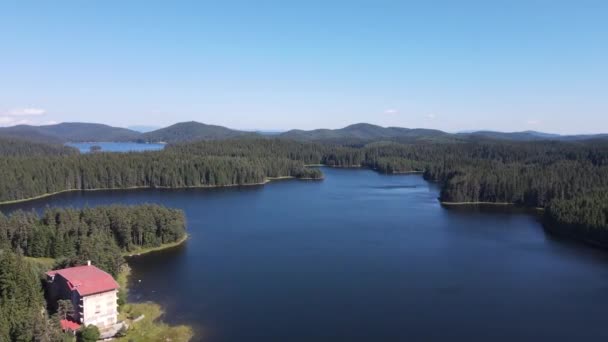 Aerial Summer View Shiroka Polyana Wide Meadow Reservoir Pazardzhik Region — Αρχείο Βίντεο