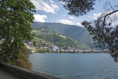 Montreux kasabası Embankment Panoraması, Vaud Kantonu, İsviçre