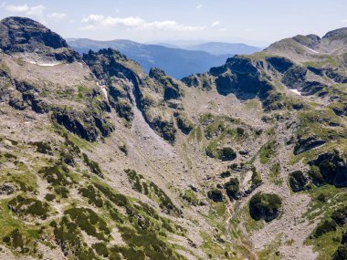 Aerial summer view of Rila Mountain near Malyovitsa peak, Bulgaria