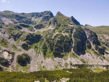 Aerial summer view of Rila Mountain near Malyovitsa peak, Bulgaria