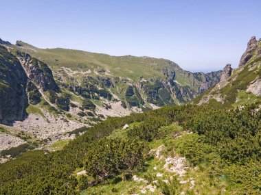 Aerial summer view of Rila Mountain near Malyovitsa peak, Bulgaria