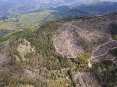 Bulgaristan 'ın Balkan Dağları' nın Bov köyü yakınlarındaki İskar boğazının şaşırtıcı hava manzarası