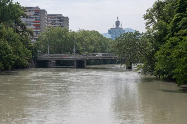 Geneva Ελβετια Ιουνιου 2023 Καταπληκτική Θέα Του Ποταμού Ροδανού Και — Φωτογραφία Αρχείου