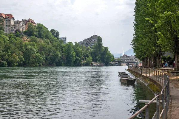 Ginebra Suiza Junio 2023 Increíble Vista Del Río Ródano Ciudad — Foto de Stock