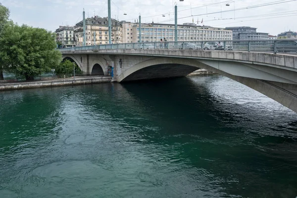 Geneva Switzerland June 2023 Amazing View Rhone River City Geneva — Stock Photo, Image