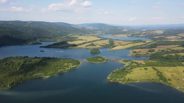 Widok Lotu Ptaka Zbiornik Wodny Yovkovtsi Obwód Veliko Tarnovo Bułgaria — Wideo stockowe