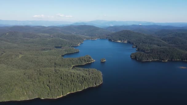 Aerial Summer View Shiroka Polyana Wide Meadow Reservoir Pazardzhik Region — Stockvideo