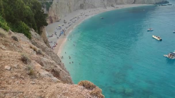 Panorama Incredibile Della Spiaggia Porto Katsiki Lefkada Isole Ionie Grecia — Video Stock