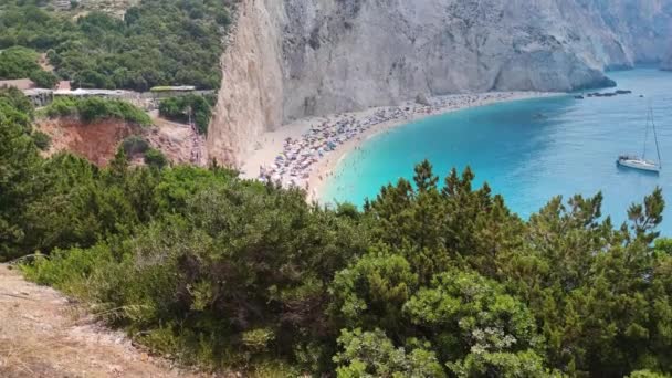 Panorama Incredibile Della Spiaggia Porto Katsiki Lefkada Isole Ionie Grecia — Video Stock