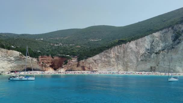 Increíble Panorámica Playa Porto Katsiki Lefkada Islas Jónicas Grecia — Vídeo de stock