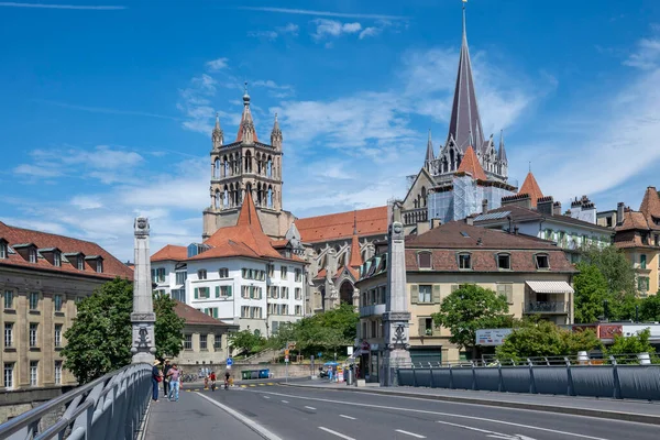 Lausanne Schweiz Juni 2023 Altstadtpanorama Von Lausanne Kanton Waadt Schweiz — Stockfoto