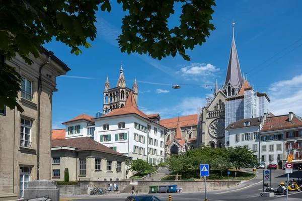 Lausanne 스위스 2023년 18일 스위스 Vaud의 로잔의 도시의 오래된 마을의 — 스톡 사진