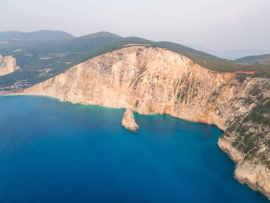 Lefkada, İyon Adaları, Yunanistan 'ın kıyı şeridinin inanılmaz panoramik manzarası