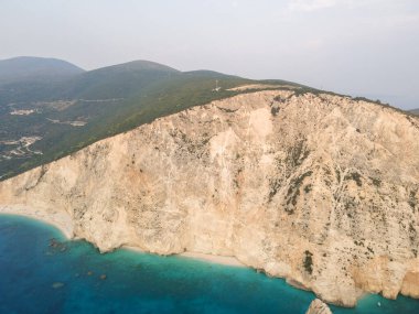 Lefkada, İyon Adaları, Yunanistan 'ın kıyı şeridinin inanılmaz panoramik manzarası