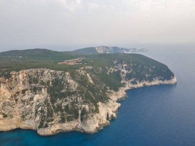 Lefkada, İyon Adaları, Yunanistan 'ın kıyı şeridinin inanılmaz panoramik manzarası