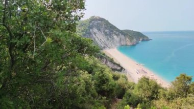 Yunanistan 'ın İyon Adaları, Lefkada' daki Milos Sahili 'nin Muhteşem Panoraması
