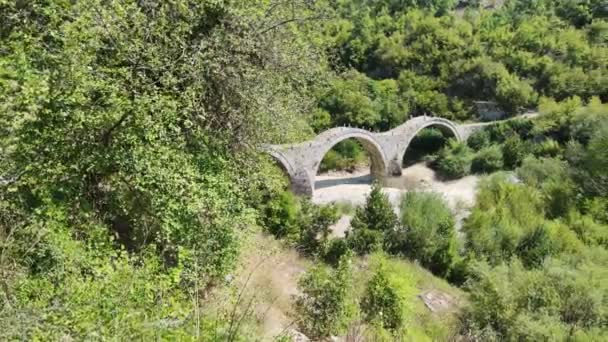 Niesamowity Widok Średniowieczny Most Plakidas Kalogeriko Górach Pindus Zagori Epirus — Wideo stockowe
