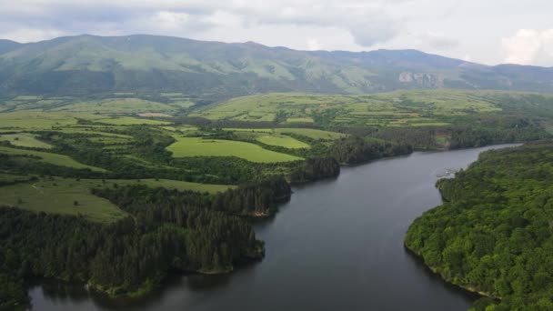 Vue Aérienne Printemps Réservoir Dushantsi Montagne Sredna Gora Région Sofia — Video