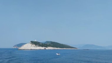 Lefkada, İyon Adaları, Yunanistan 'ın kıyı şeridinin inanılmaz panoramik manzarası
