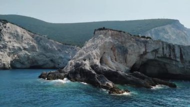 Lefkada, İyon Adaları, Yunanistan 'ın kıyı şeridinin inanılmaz panoramik manzarası