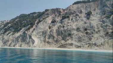 Lefkada, İyon Adaları, Yunanistan 'ın kıyı şeridinin inanılmaz panoramik manzarası