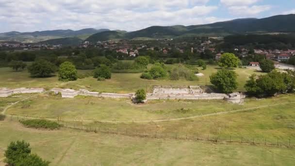 Widok Powietrza Ruiny Starożytnego Rzymskiego Miasta Nicopolis Nestum Pobliżu Miasta — Wideo stockowe