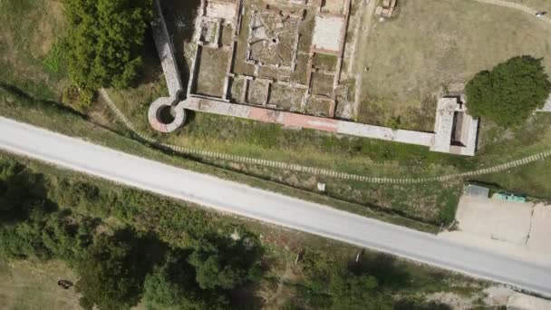 Αεροφωτογραφία Ερειπίων Της Αρχαίας Ρωμαϊκής Πόλης Nicopolis Nestum Κοντά Στην — Αρχείο Βίντεο