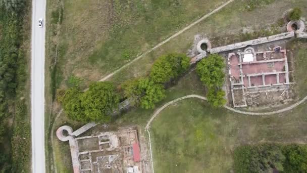 Αεροφωτογραφία Ερειπίων Της Αρχαίας Ρωμαϊκής Πόλης Nicopolis Nestum Κοντά Στην — Αρχείο Βίντεο