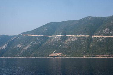 Lefkada, İyon Adaları, Yunanistan 'ın kıyı şeridinin inanılmaz panoramik manzarası