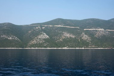 Lefkada, İyon Adaları, Yunanistan 'ın kıyı şeridinin inanılmaz panoramik manzarası