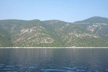 Lefkada, İyon Adaları, Yunanistan 'ın kıyı şeridinin inanılmaz panoramik manzarası