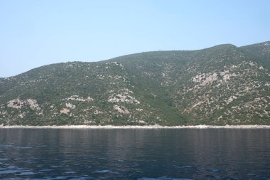 Lefkada, İyon Adaları, Yunanistan 'ın kıyı şeridinin inanılmaz panoramik manzarası