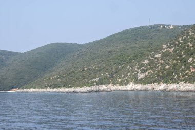 Lefkada, İyon Adaları, Yunanistan 'ın kıyı şeridinin inanılmaz panoramik manzarası