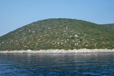 Lefkada, İyon Adaları, Yunanistan 'ın kıyı şeridinin inanılmaz panoramik manzarası