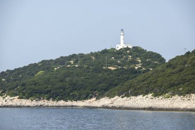 Lefkada, İyon Adaları, Yunanistan 'ın kıyı şeridinin inanılmaz panoramik manzarası