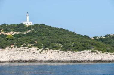 Lefkada, İyon Adaları, Yunanistan 'ın kıyı şeridinin inanılmaz panoramik manzarası