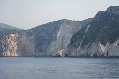 Lefkada, İyon Adaları, Yunanistan 'ın kıyı şeridinin inanılmaz panoramik manzarası