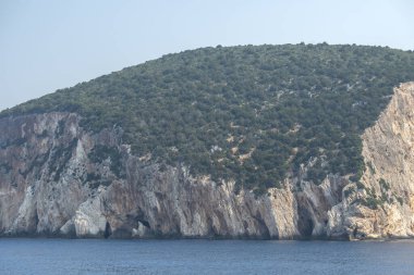 Lefkada, İyon Adaları, Yunanistan 'ın kıyı şeridinin inanılmaz panoramik manzarası