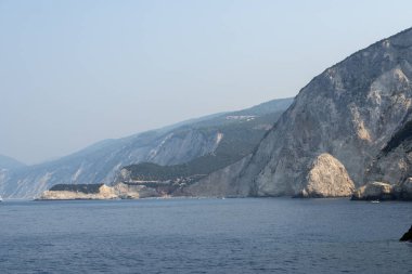 Lefkada, İyon Adaları, Yunanistan 'ın kıyı şeridinin inanılmaz panoramik manzarası