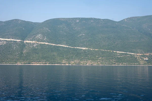 Lefkada, İyon Adaları, Yunanistan 'ın kıyı şeridinin inanılmaz panoramik manzarası