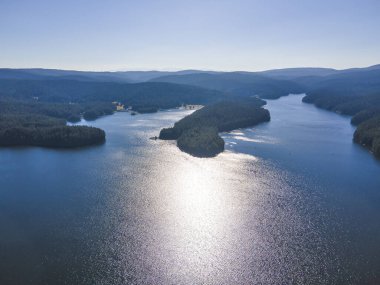 Bulgaristan 'ın Pazardzhik bölgesinin Golyam Beglik Baraj Havalimanı manzarası
