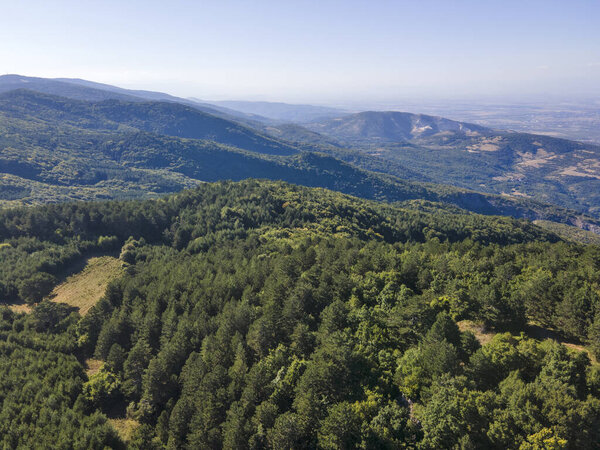 Aerial view of Rhodopes Mountain near village of Yavrovo, Plovdiv Region, Bulgaria