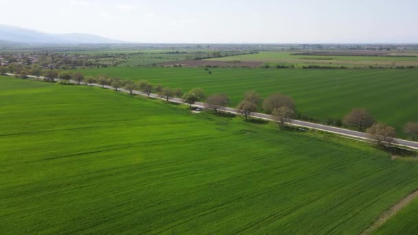 Aerial View Upper Thracian Plain Town Asenovgrad Plovdiv Region Bulgaria — Stock Video
