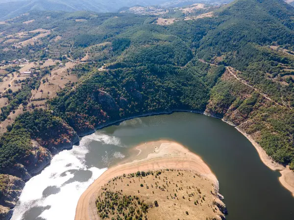 Úžasný Letecký Pohled Přehradu Kardzhali Řeku Arda Meander Bulharsko — Stock fotografie