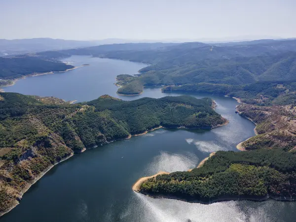 stock image Amazing Aerial view of Kardzhali Reservoir and Arda River meander, Bulgaria