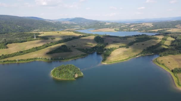 Αεροφωτογραφία Της Δεξαμενής Yovkovtsi Περιοχή Veliko Tarnovo Βουλγαρία — Αρχείο Βίντεο