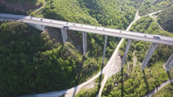 Вид Повітря Перевал Вітінія Автомагістраль Хемус Софійська Область Болгарія — стокове відео