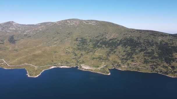 Vista Aérea Verano Presa Belmeken Montaña Rila Bulgaria — Vídeos de Stock