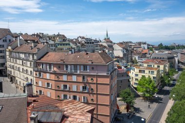 Eski şehir Lozan 'ın Panoraması, Vaud Kantonu, İsviçre